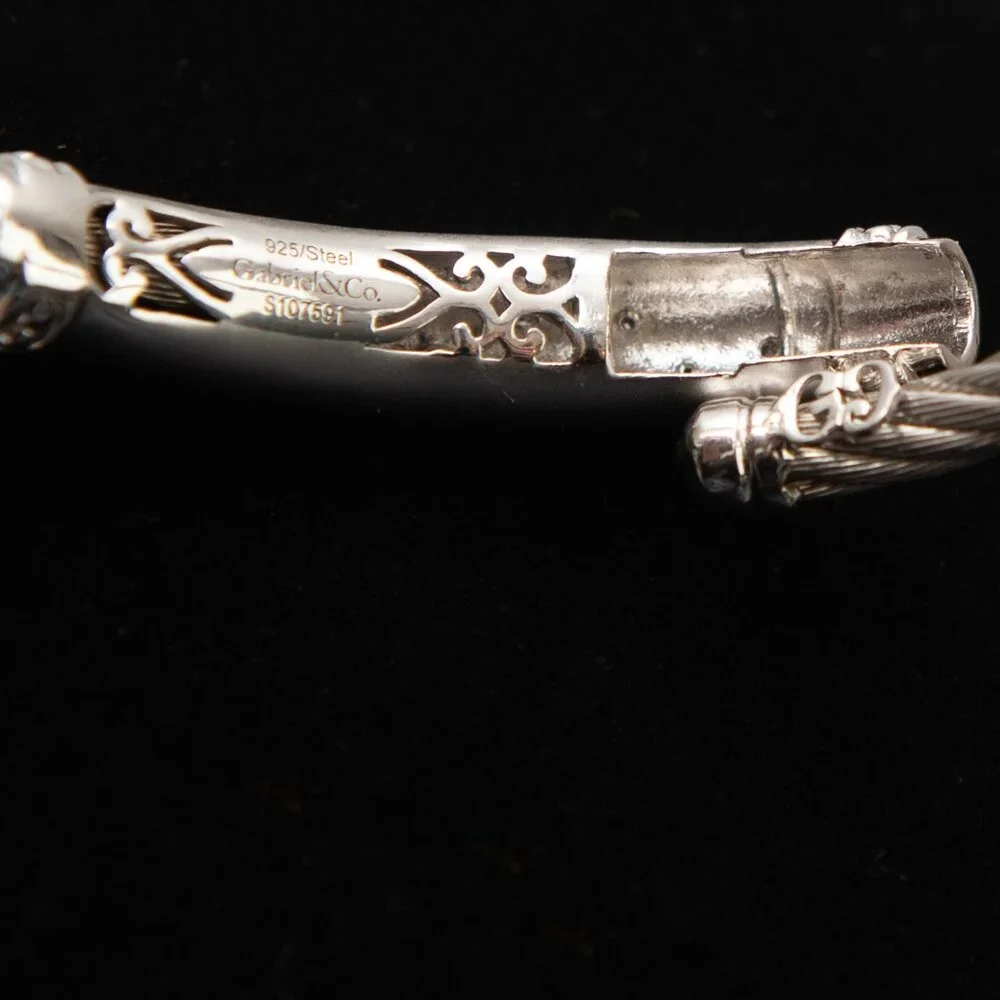 Gabriel & Co. 925 Silver Hampton Stainless Steel Bangle Bracelet - Picture 5 of 7